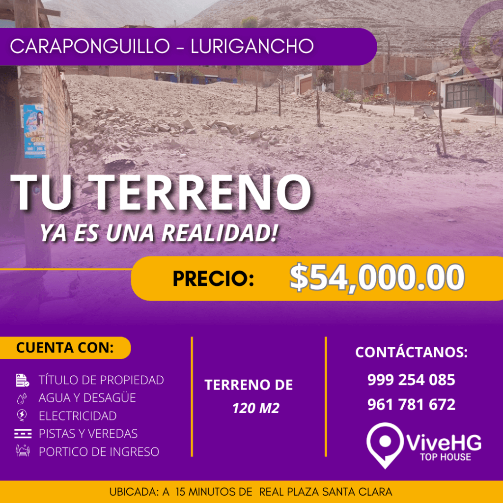 TERRENO EN VENTA CARAPONGUILLO – LURIGANCHO, foto 1