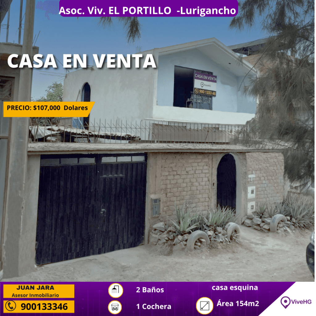CASA EN VENTA ,ASOC VIV. EL PORTILLO -LURIGANCHO, foto 3