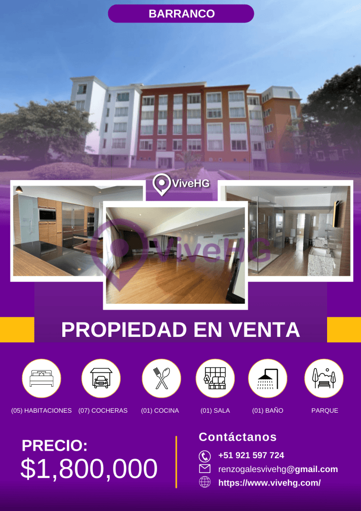 VENDO HERMOSO DÚPLEX DE 668m2 UBICADO EN LA CALLE BRESCIANI – BARRANCO