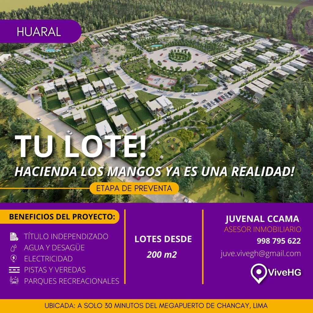 Lotes en Huaral desde 200 m2 para casa de campo