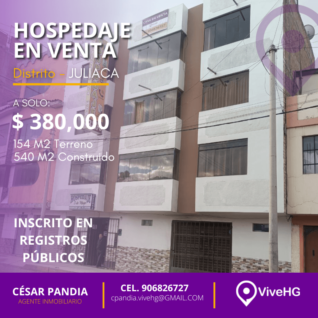HOSPEDAJE EN VENTA