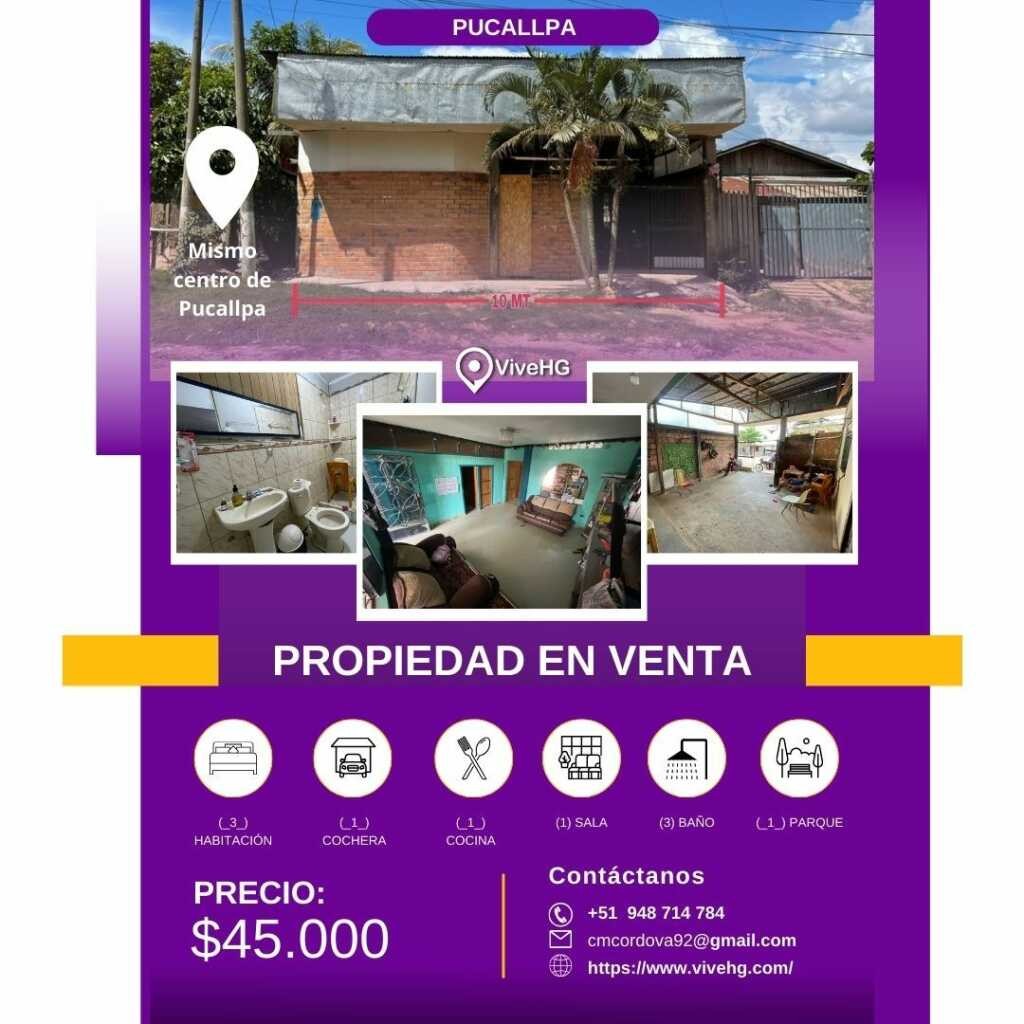 PROPIEDAD EN REMATE EN PLENO CENTRO DE LA CIUDAD PUCALLPA