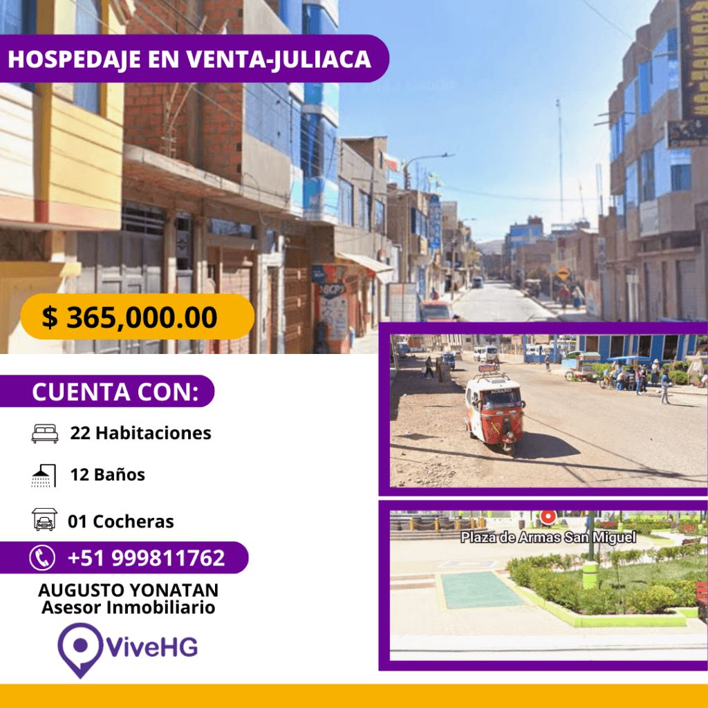 HOSPEDAJE EN VENTA -JULIACA